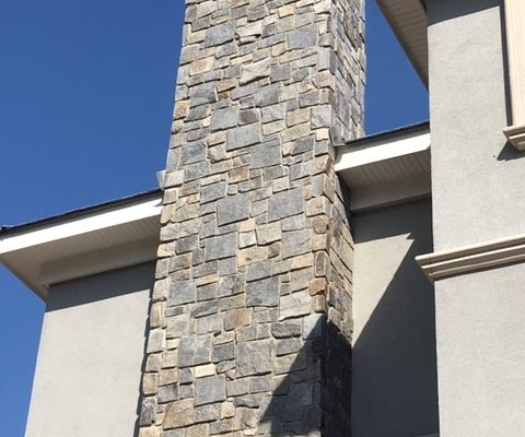 thin veneer stone fireplace exterior house