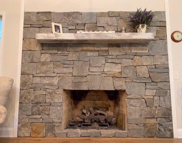 natural stone fireplace, thin veneer stone