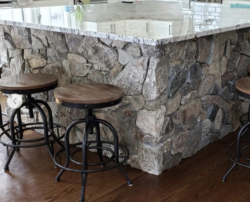 natural stone kitchen island , cherokee mosaic natural stone veneer